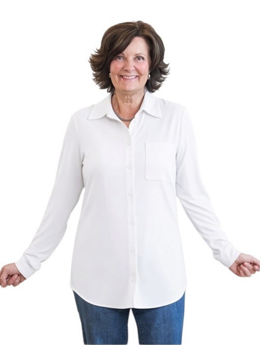 Miik Fabic LS Button Up Tunic White Size XXL New